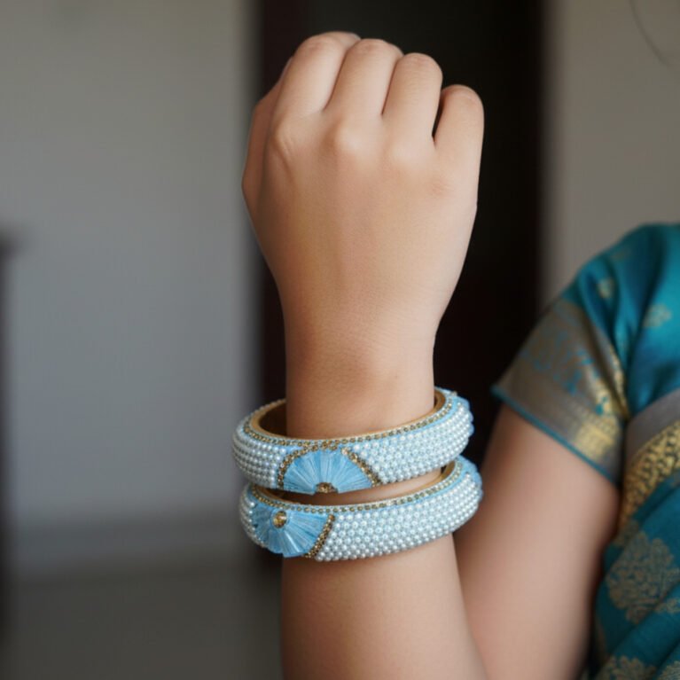 Brass metal Bangles Surf colour stone and pearl