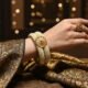 Brass metal Bangles Golden gold brown colour stone and pearl work Sizes 24 26 28