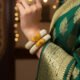 Brass metal Bangles Haldi colour stone and pearl
