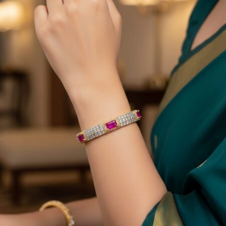 American diamond stone brass metal Bangles With ruby stone