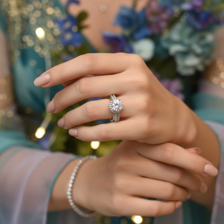 American diamond stone fingers Ring gold polish