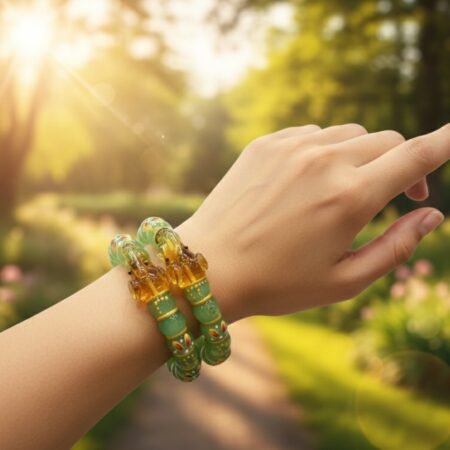 Glass Crystal Elephant Style Bangles with Meena Kari Work – Pista Green