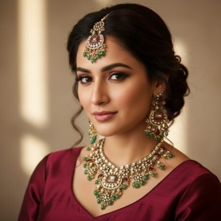 Kundan necklace jewellery  Mozo night stone  Rani pink and green stone combination and pearl work