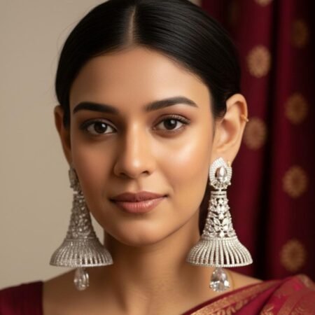 American Diamond Stone Earrings – Silver Plating Polish