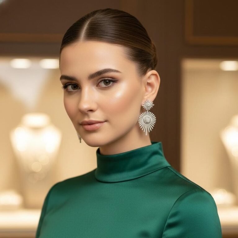 American Diamond Stone Earrings – Silver Plating Polish