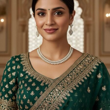 American Diamond Antique Gold Polish AD Necklace Jewellery Set