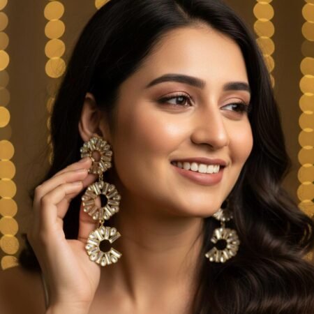 Western Long Earrings with Gold Polish – Elegant Design