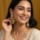 Kashmira Long Earrings with Gold Polish – Mint Green Colour