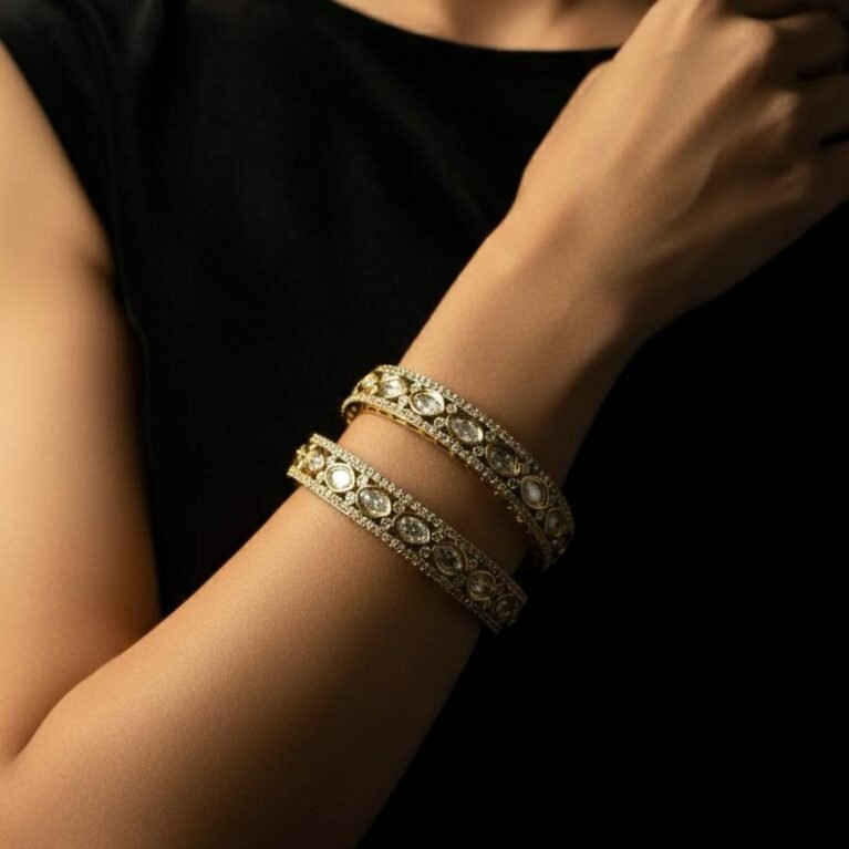 American Diamond Antique Gold Polish Bangles