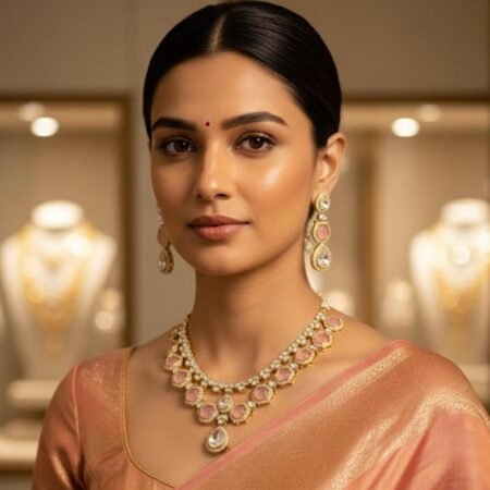 Blush Elegance Reverse AD Necklace Set