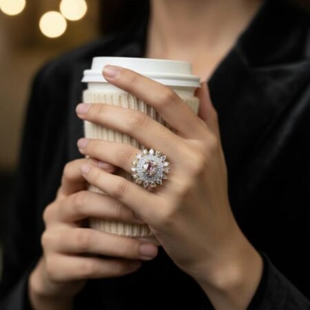 Pink Spark American Diamond Finger Ring
