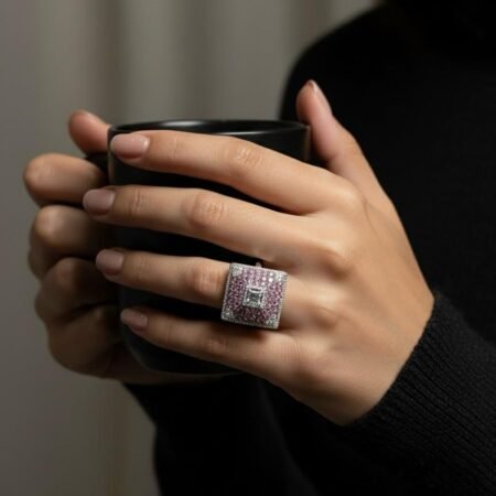 Rose Blush American Diamond Finger Ring