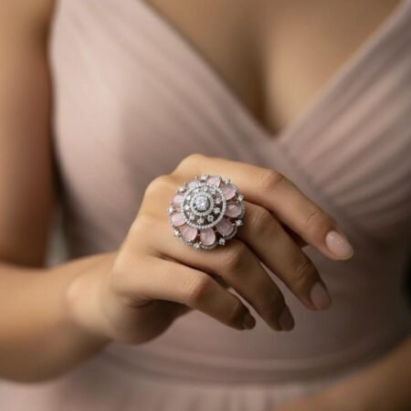 Blush Silver Spark American Diamond Finger Ring