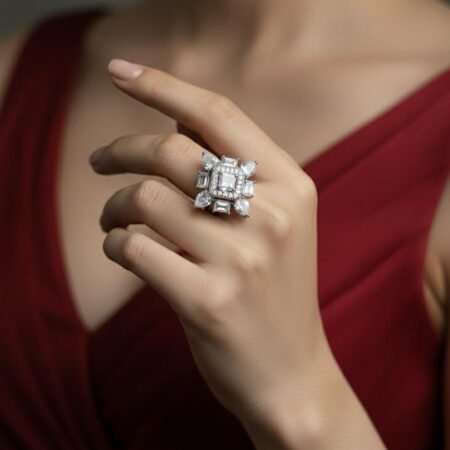 Silver Classic American Diamond Finger Ring