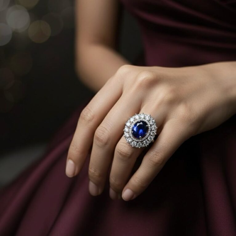 Blue Mist Silver American Diamond Finger Ring