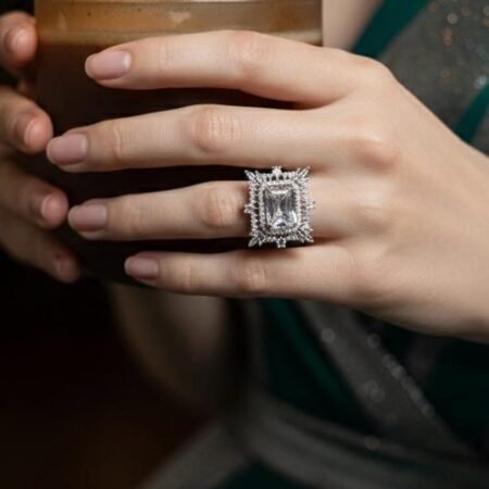 Silver Mini Spark American Diamond Finger Ring