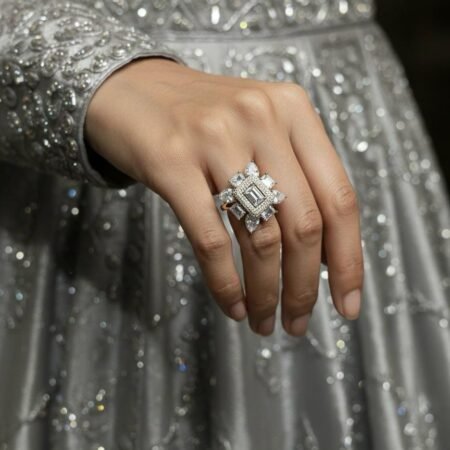 Silver Soft Spark American Diamond Finger Ring