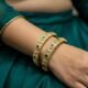 American Diamond Antique Gold Plated Bangles Pair – Vintage Designer AD