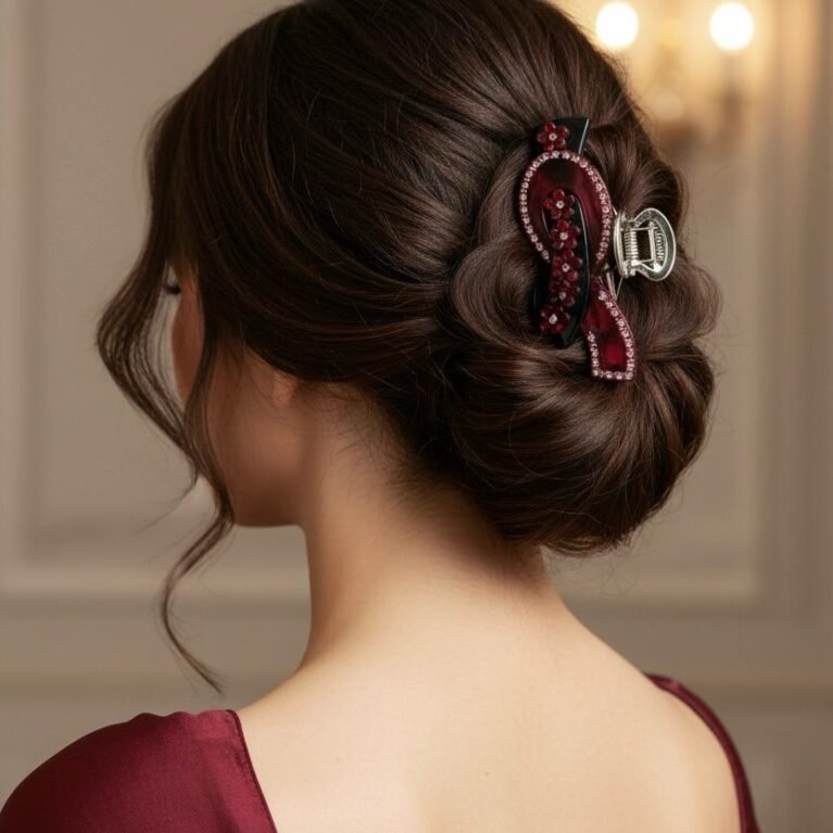 Brown Italian Sheet Back Clip – Imported Designer Hair Accessory