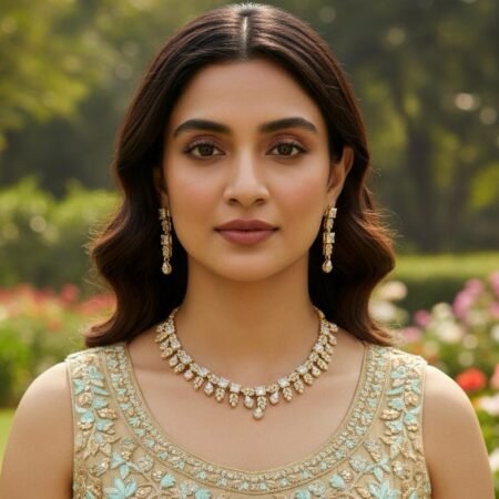 Royal Antique Sparkle American Diamond Necklace Set