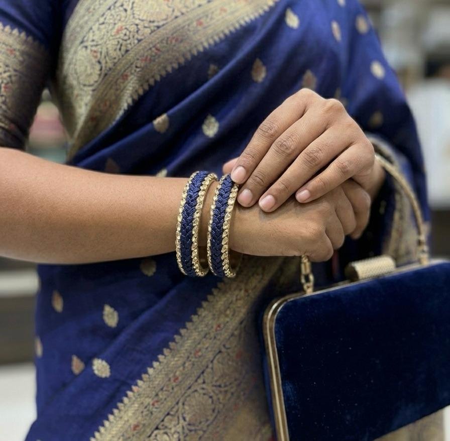 Dark Blue Brass Bangles