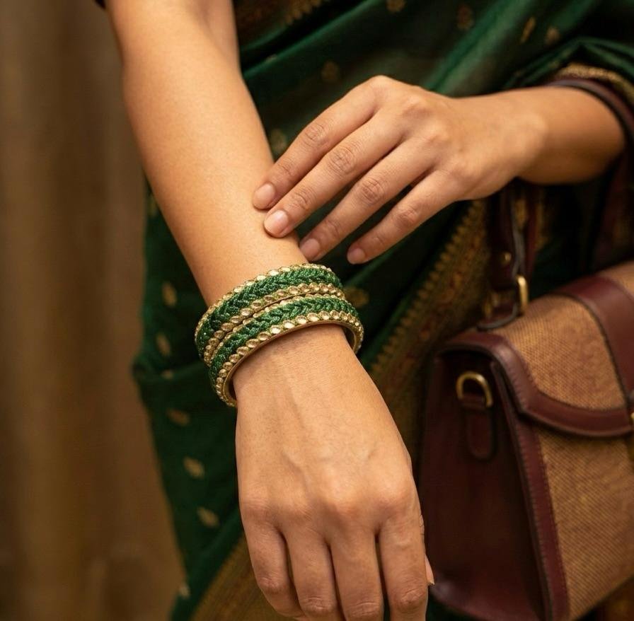 Dark Green Brass Bangles