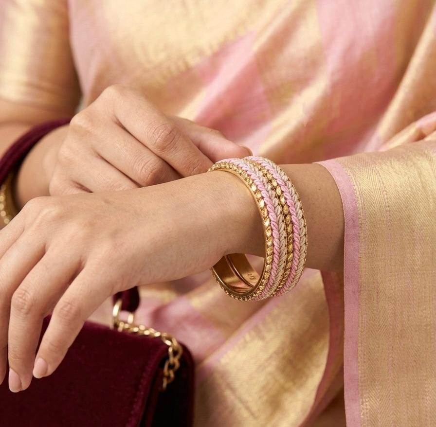 Pink Gazri Brass Bangles