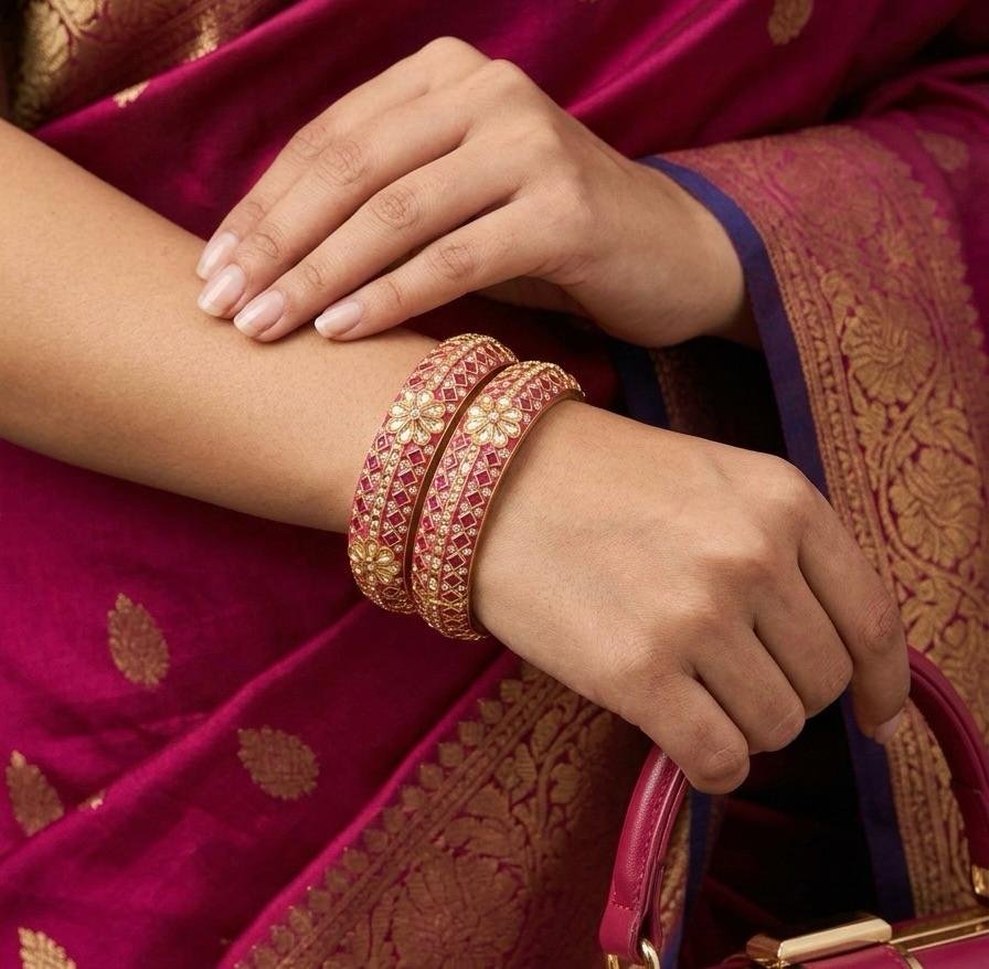 Strawberry Color Brass Bangles