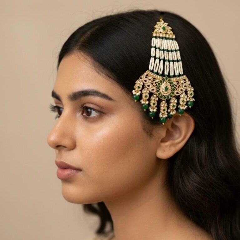 Antique Green Passa with Pearl Work